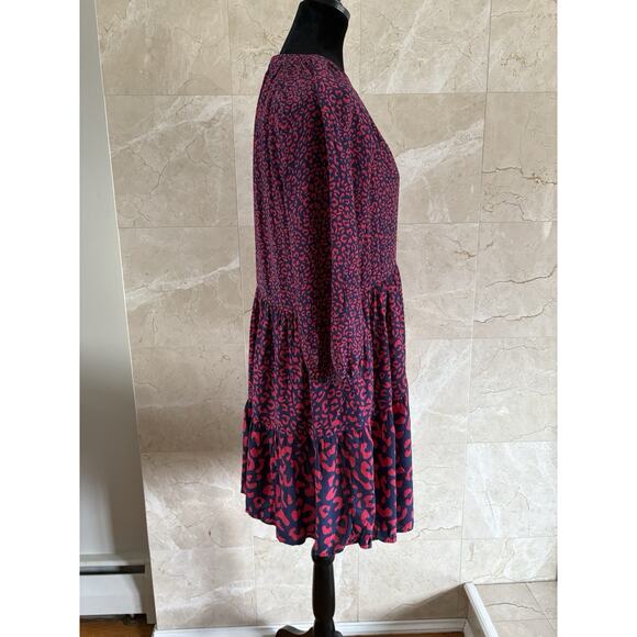 Vineyard Vines Leopard Tier Dress + Blouse Set- M, Navy Red Preppy Coord Duo NWT - Picture 5 of 14